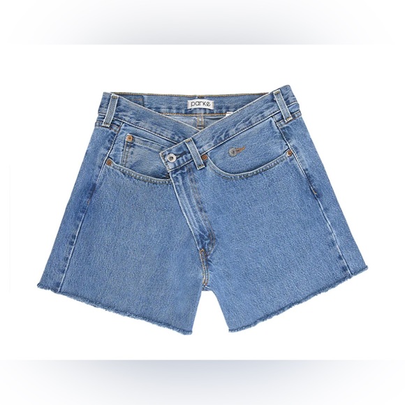 Parke Pants - Parke Denim Crossover Shortie Shorts
